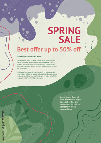 Spring sale - vector abstract background, template for banner, poster, flyer, invitation 