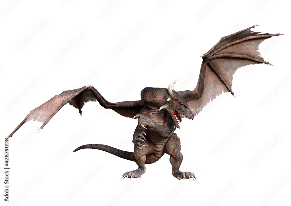 3D Rendering Fairy Tale Dragon on White 3D Rendering Fairy Tale Dragon on White