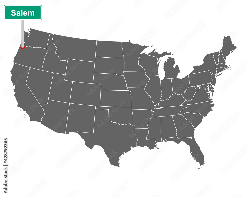 Salem Ortsschild und Karte der USA