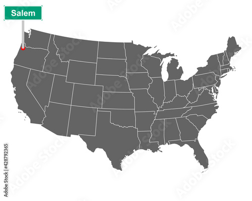 Salem Ortsschild und Karte der USA
