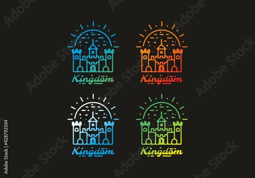 Full color gradient of kingdom line art illustration