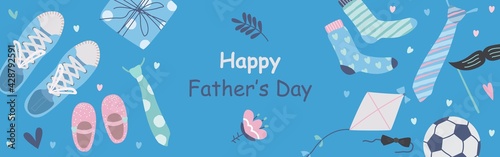 Fathers day vector illustration set in modern style