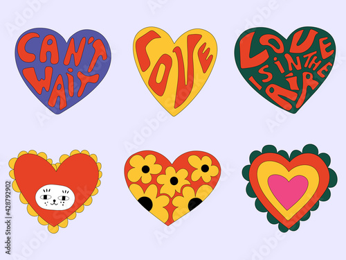 vector set of valentines in hippie style фототапет