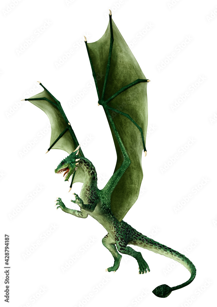 Fototapeta premium 3D Rendering Fairy Tale Dragon on White