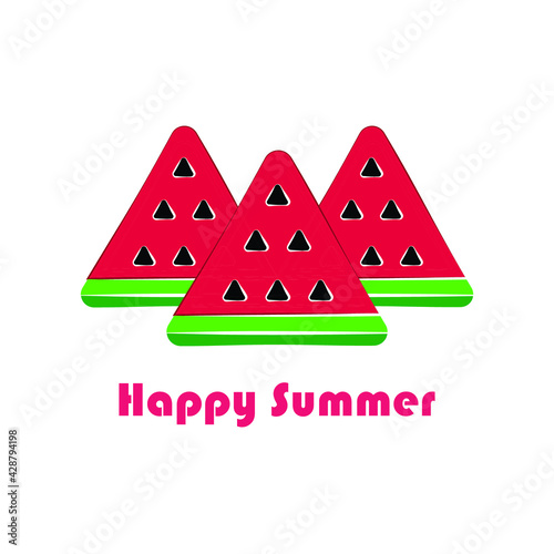 a slice of watermelon in the form of a triangular.  summer. vector 