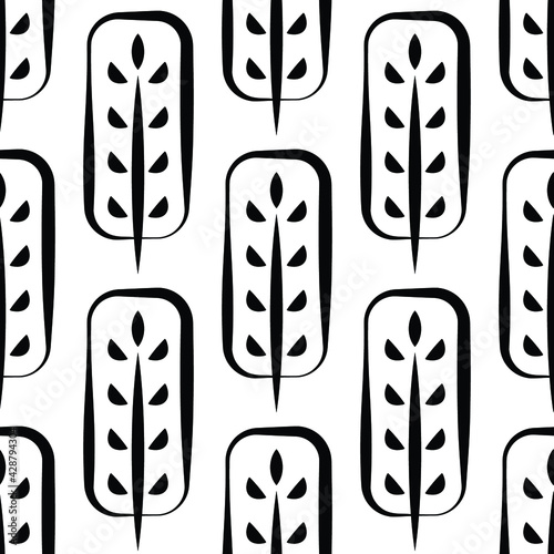 white seamless pattern with rough sheets. Flora.  vector