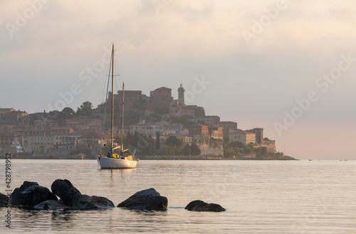 View to Portoferraio at dawn, Island of Elba, Italy