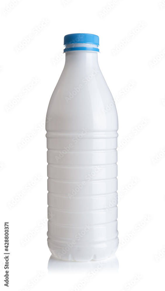 Plastic milk bottle. Isolated on white background