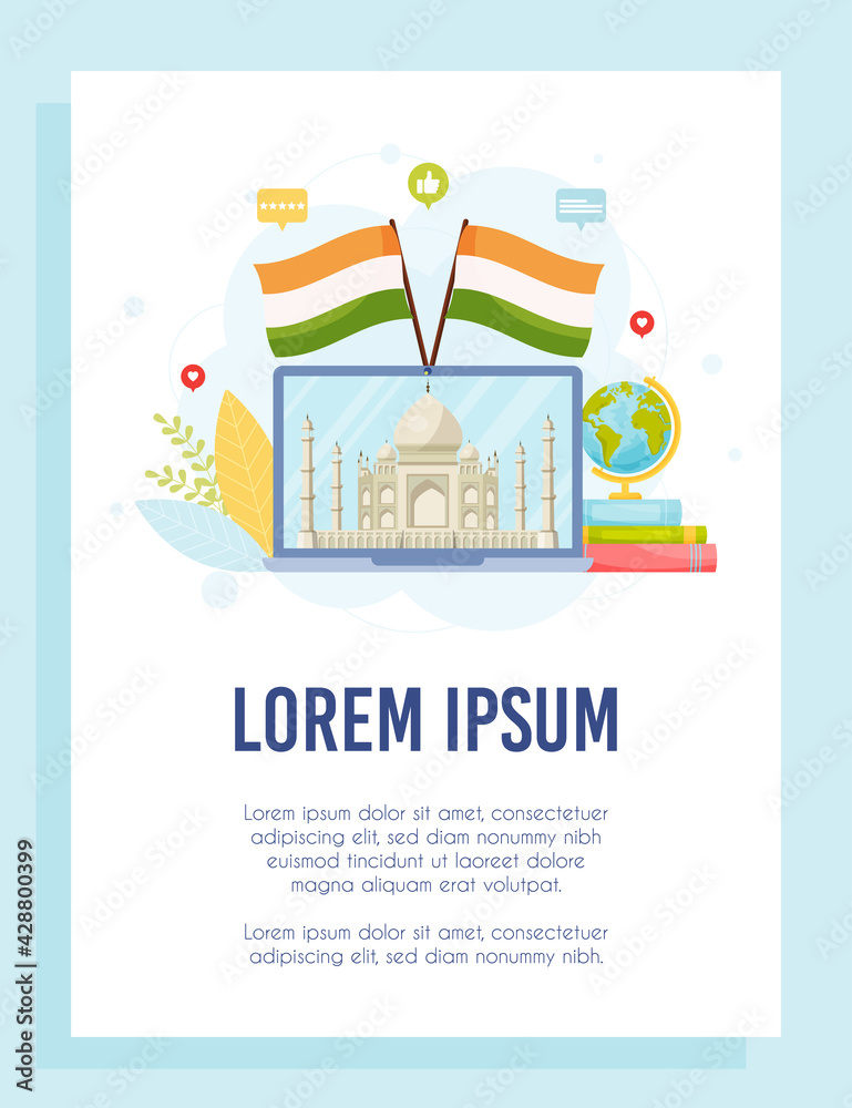 Learn about India concept. Flyer template. Vector illustration. Learn about India concept. Flyer template. Vector illustration.