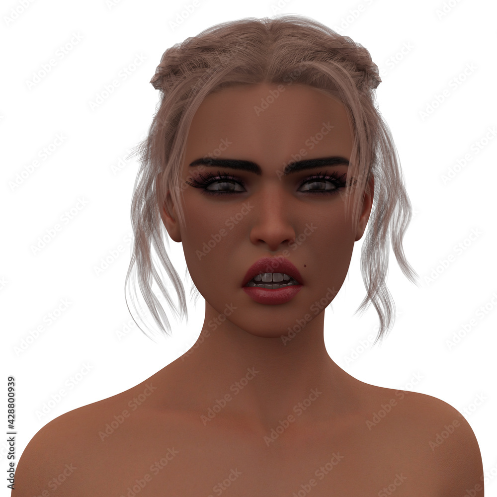 Yuck face expression by a beautiful attractive young blonde fashion model. Woman Isolated against white background. Photorealistic 3D rendering. Model Code CY Human Emotion Series Yuck face expression by a beautiful attractive young blonde fashion model. Woman Isolated against white background. Photorealistic 3D rendering. Model Code CY Human Emotion Series