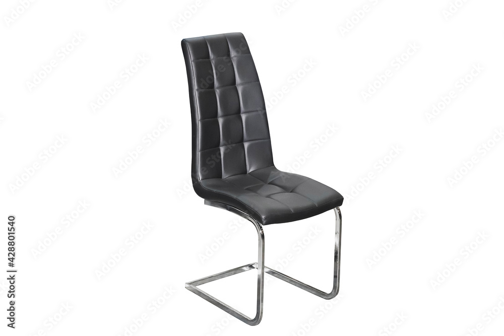Comfortable black leather armchair on white background. Interior element Comfortable black leather armchair on white background. Interior element