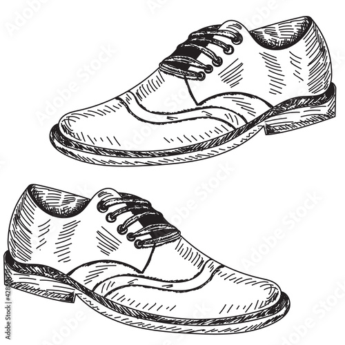 sketch hand-drawn men's shoes, boots