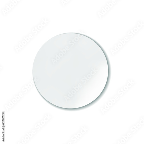 Vector circle white sticker with a shadow isolated on white background. 