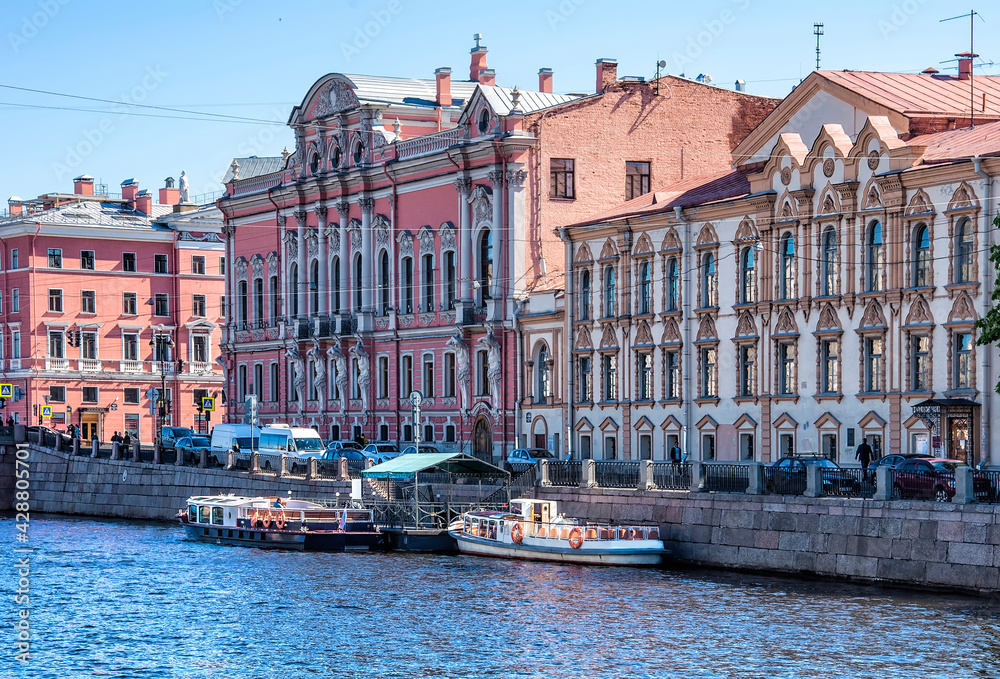 Walk along rivers and canals in St. Petersburg in spring.
