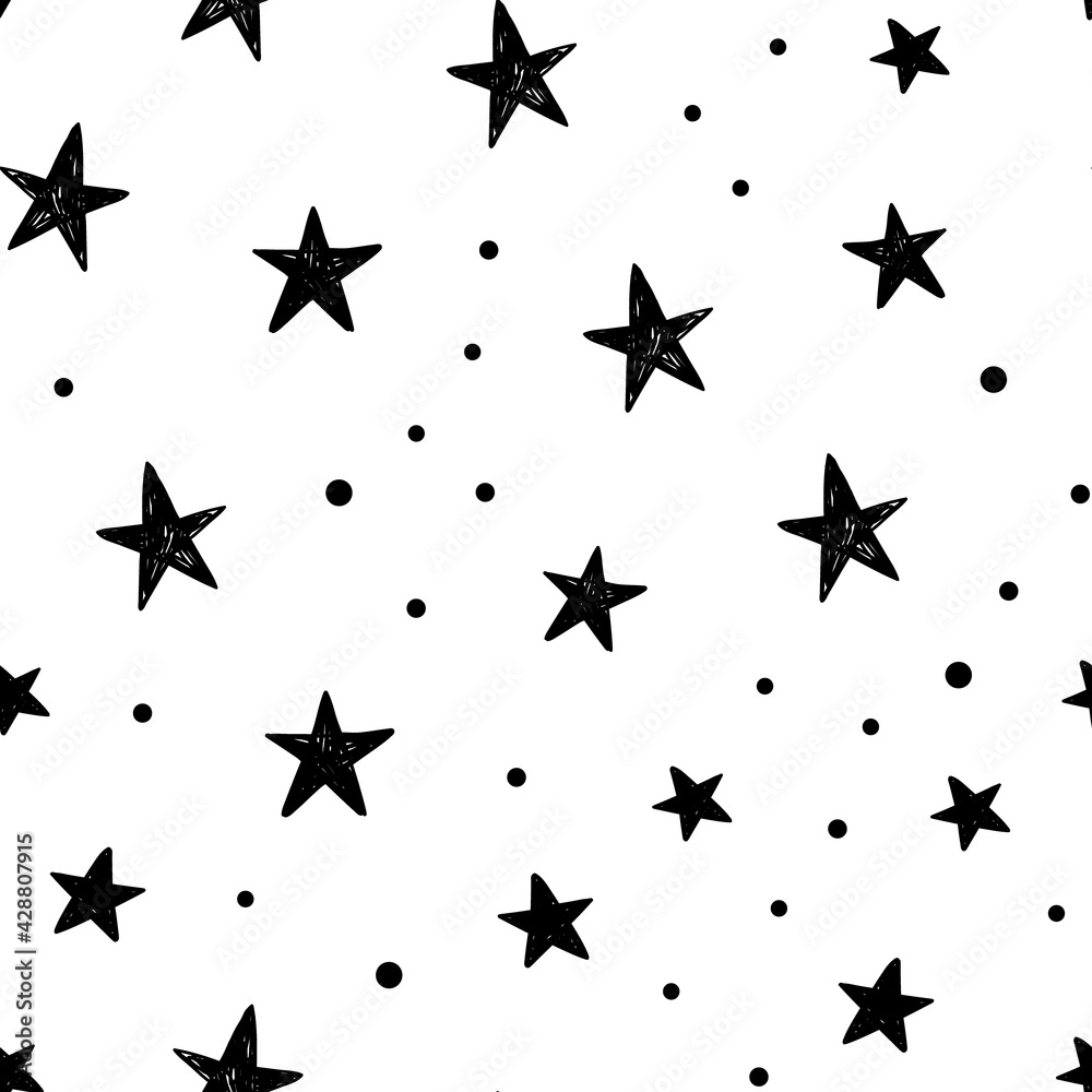 Stars and dots doodle background. Stars and dots doodle background.