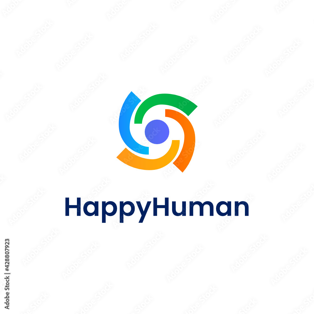 Colorful Happy Human People Vector Abstract Illustration Logo Icon Design Template Element