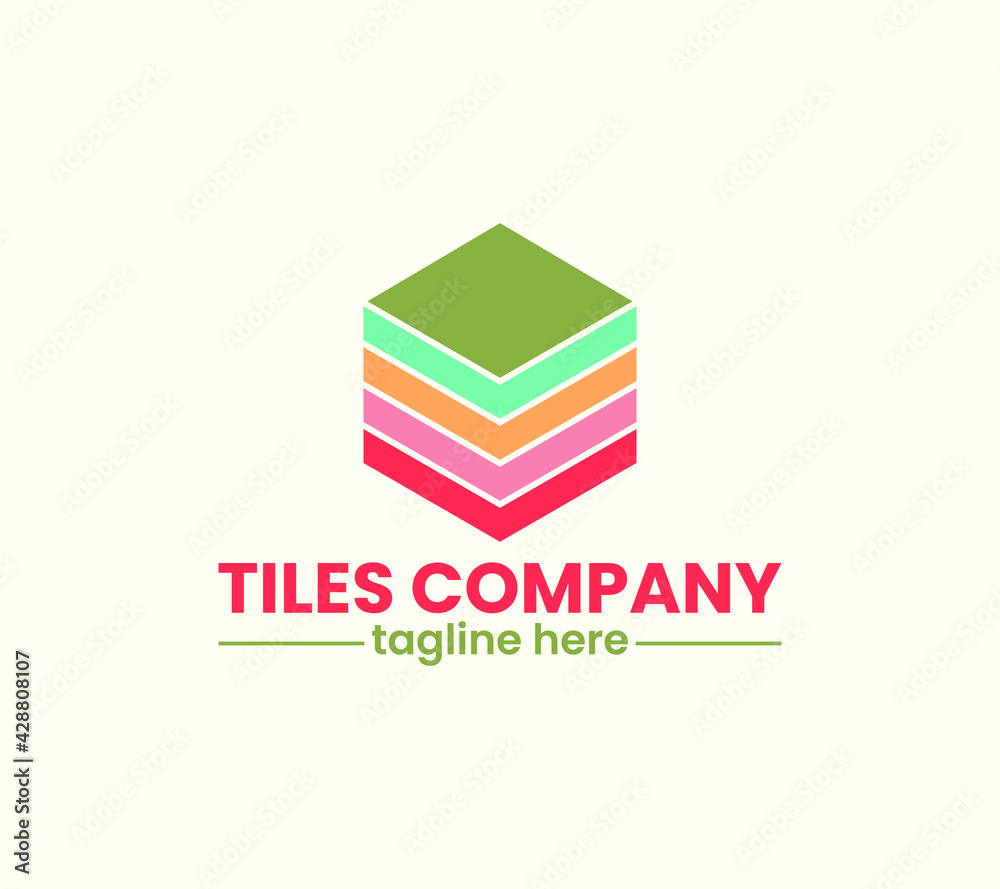 Tiles company logo with construction, tiles floor, decoration, tiler