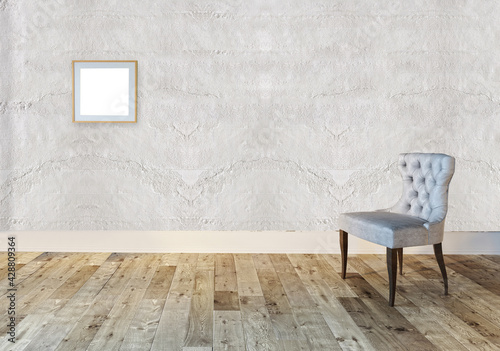 Fototapeta Naklejka Na Ścianę i Meble -  empty room and gray armchair interior design. 3D illustration