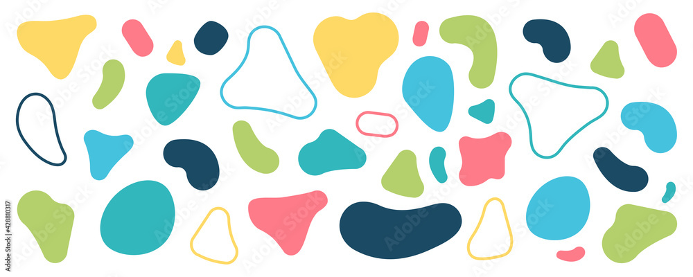 Abstract blobs background. Blobs pattern. Liquid shape. Background of stones. Drops or stone silhouettes. Vector set of colorful blobs and rock. Abstract blobs background. Blobs pattern. Liquid shape. Background of stones. Drops or stone silhouettes. Vector set of colorful blobs and rock.
