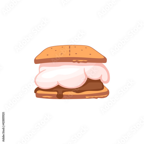 Childrens Smores dessert with marshmallow cartoon vector illustration isolated.