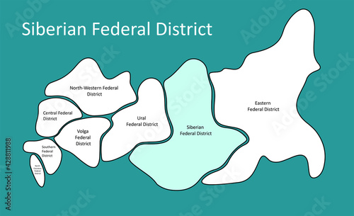 Map of the Federal districts of Russia.