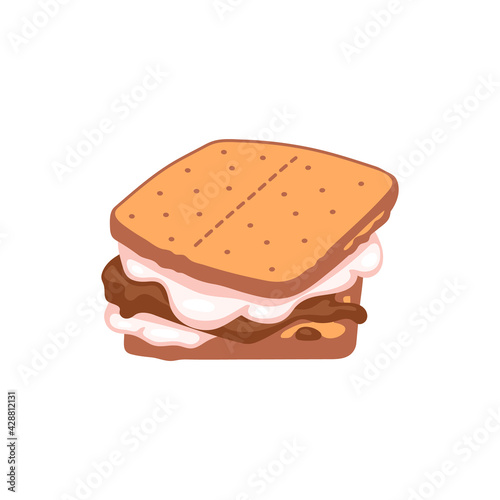 Smore made of chocolate and marshmallow cartoon vector illustration isolated.
