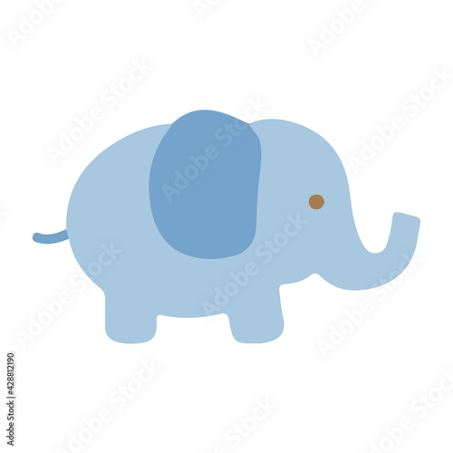 Cute Baby Elephant Isolated on White Background Flat Graphic Illustration