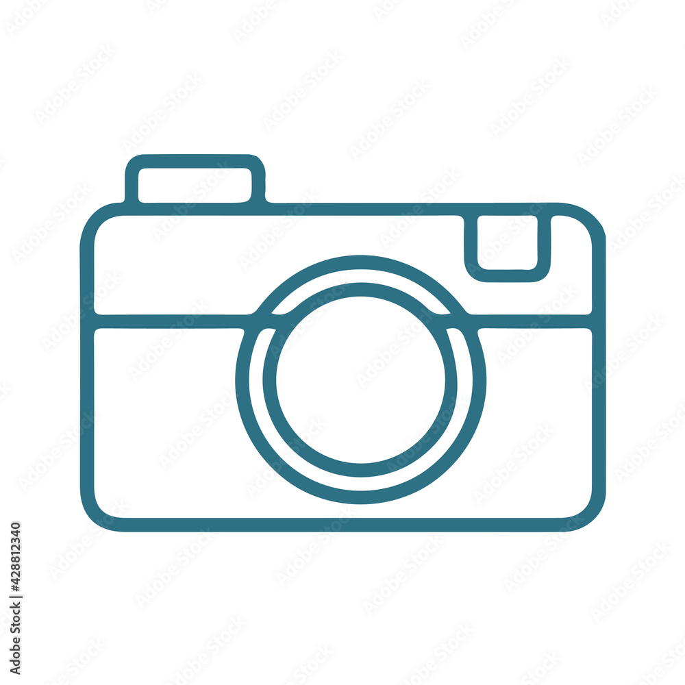 Digital Camera Outline Colorful Icon Isolated on White Background Flat Illustration Front View Digital Camera Outline Colorful Icon Isolated on White Background Flat Illustration Front View
