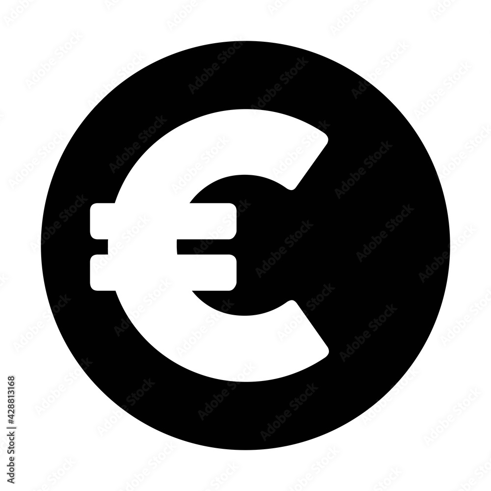 Euro symbol icon vector currency sign for business and finance in a flat color glyph pictogram illustration Euro symbol icon vector currency sign for business and finance in a flat color glyph pictogram illustration