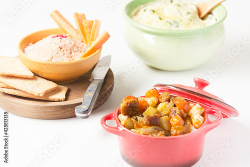 coddle or Irish coddle, traditional potato grilled sausage