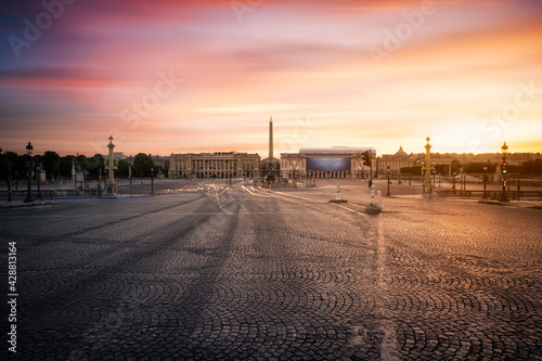 Paris, France, Place de la Concorde at sunrise