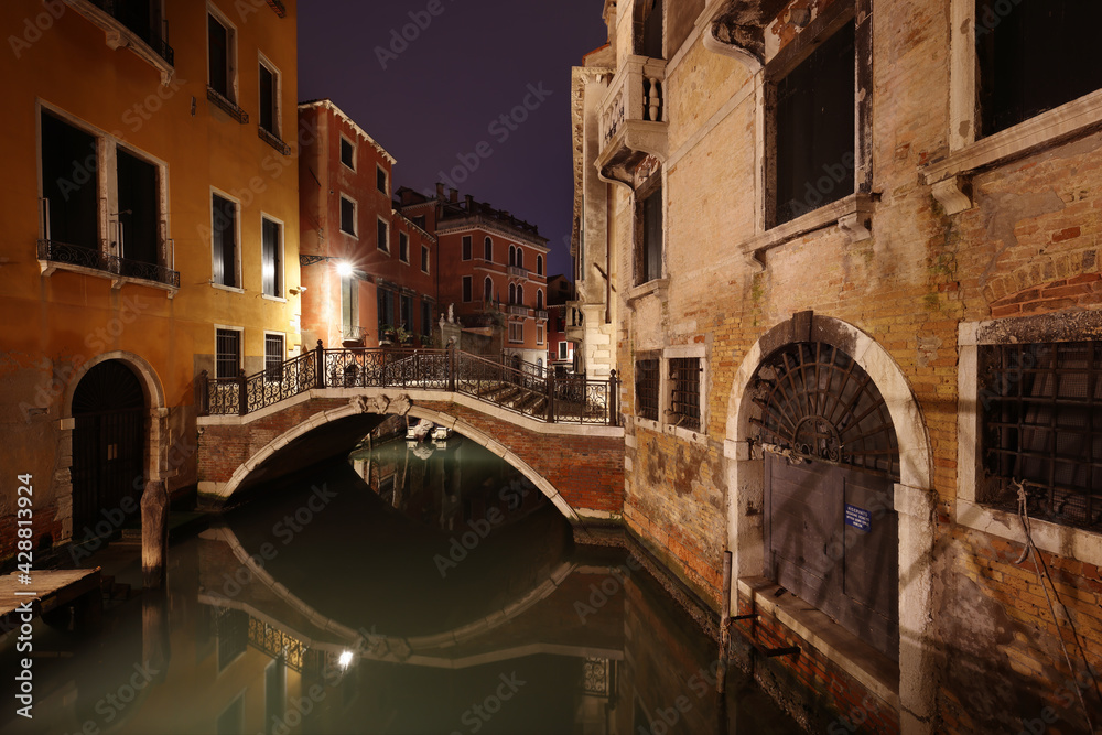 Historical bridge and canal in San Marco, Venice, Italy