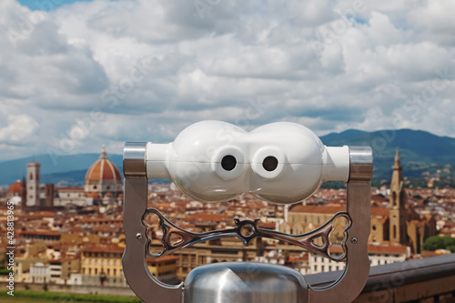 Touristic telescope close-up in Florence  Italy