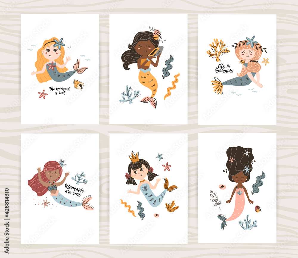 Cute mermaid posters collection. Cute mermaid posters collection.