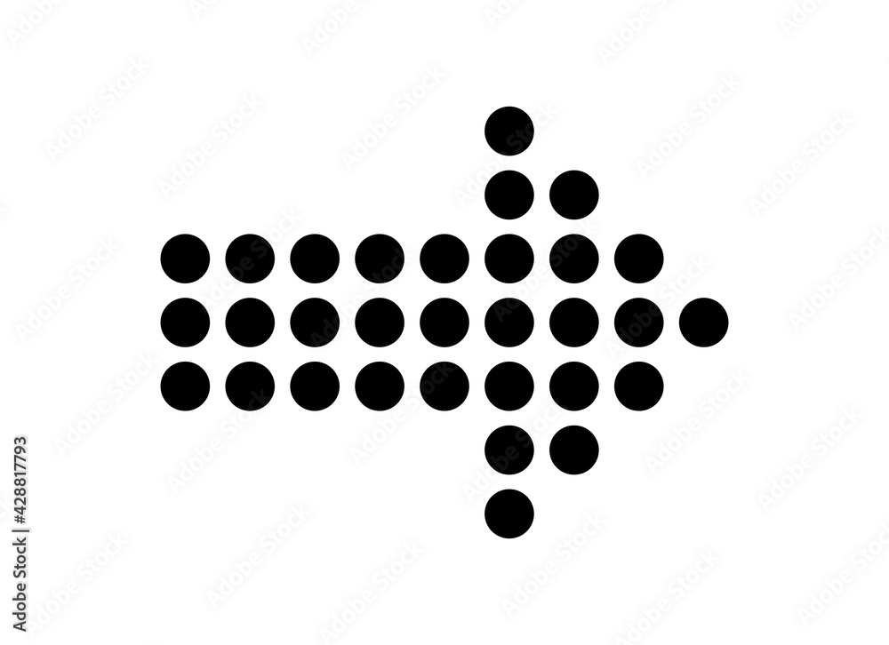 Black arrow icon. Arrow shape made of dots. Black arrow icon. Arrow shape made of dots.