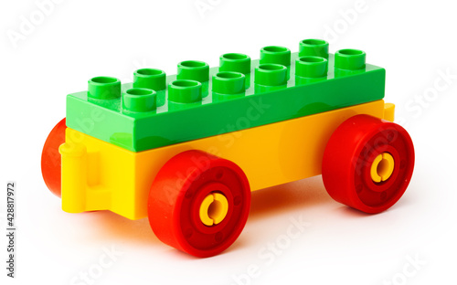 Plastic constructor toy car isolated on white © fotofabrika