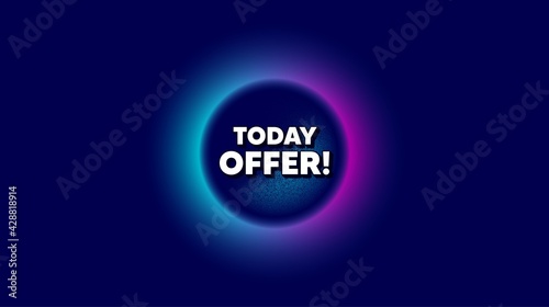 Today offer symbol. Abstract neon background with dotwork shape. Special sale price sign. Advertising discounts symbol. Offer neon banner. Today offer badge. Vector