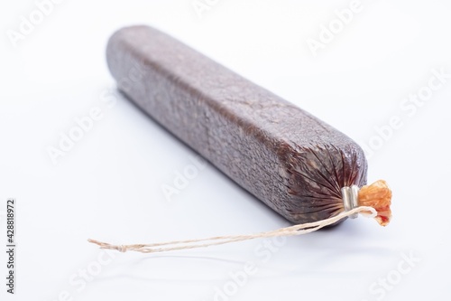 Jerky on a white background. Close-up . 