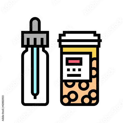 vitamin homeopathy package with pipette color icon vector. vitamin homeopathy package with pipette sign. isolated symbol illustration