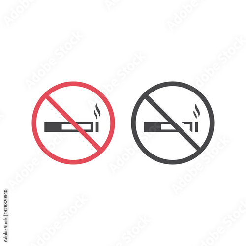 No cigarettes red prohibition vector sign. Smoking not allowed icon.