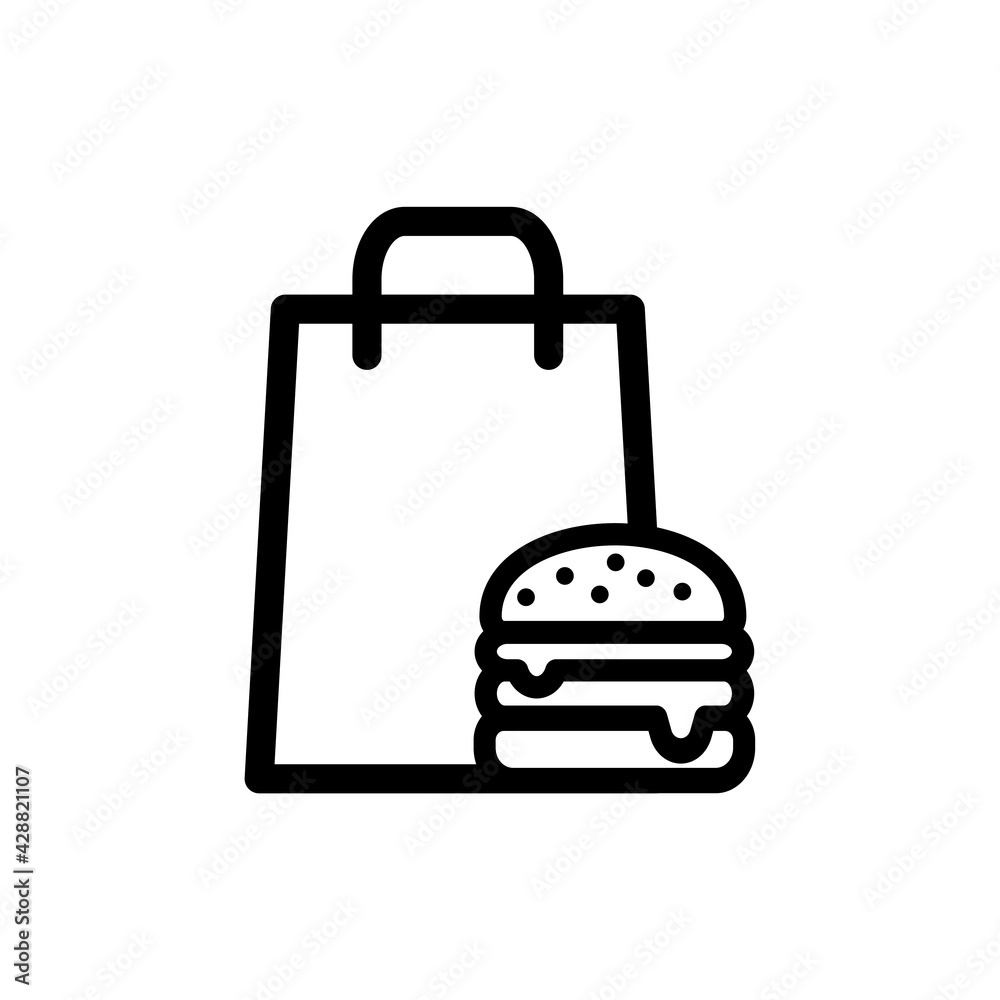 Fototapeta premium Take away bag with a hamburger next to it.