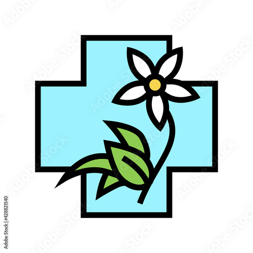 flower natural homeopathy medicine color icon vector. flower natural homeopathy medicine sign. isolated symbol illustration