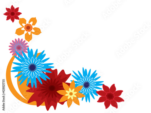 Floral background, corner decorative element, isolated on white, vector template, flat design. © Tatiana