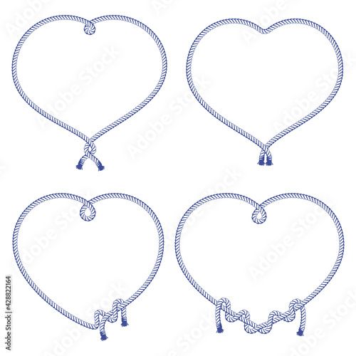 A set of various knots, frames, bindings of ropes. Seamless decorative elements.