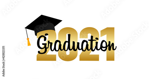 Graduation 2021. Graduation cap. Template Design Elements. Graduation Logo. Vector