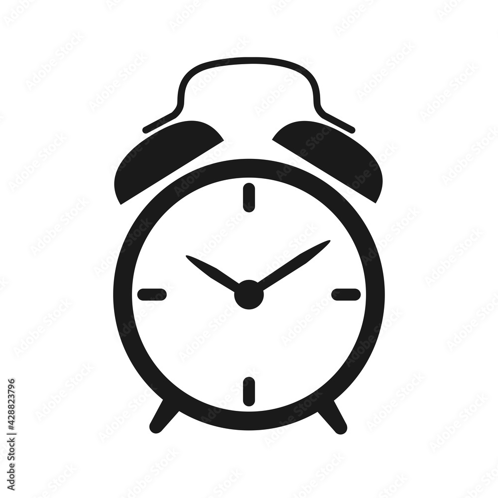 Alarm clock icon in trendy flat style isolated on background. Clock icon logo, app, UI. Clock icon Vector illustration. Alarm clock icon in trendy flat style isolated on background. Clock icon logo, app, UI. Clock icon Vector illustration.