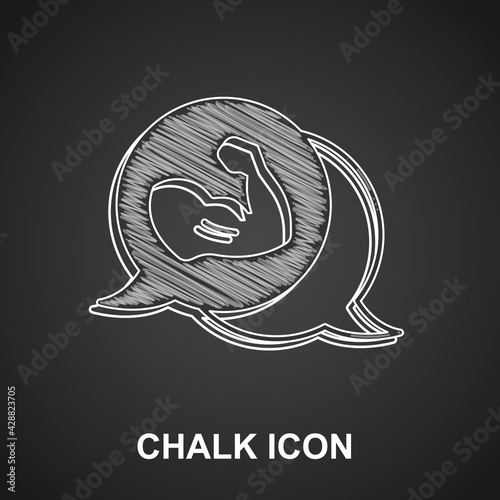 Chalk Bodybuilder showing his muscles icon isolated on black background. Fit fitness strength health hobby concept. Vector