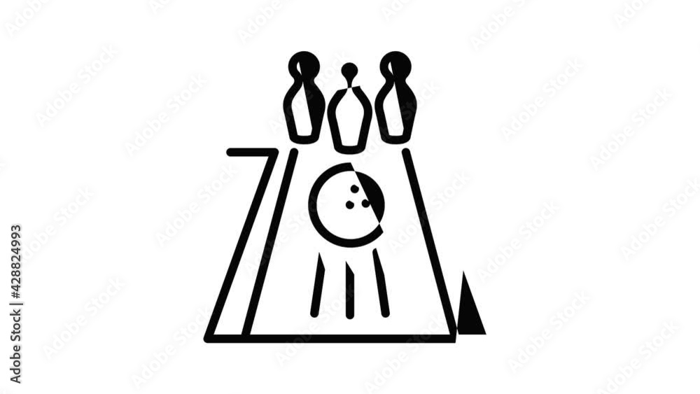 Bowling track icon animation outline best object on white background