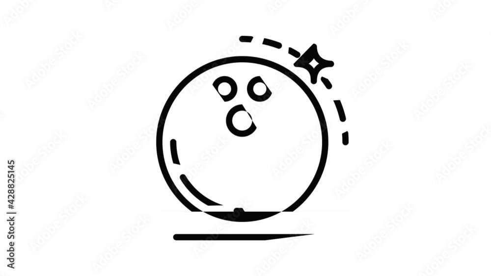 Shine bowling ball icon animation outline best object on white background