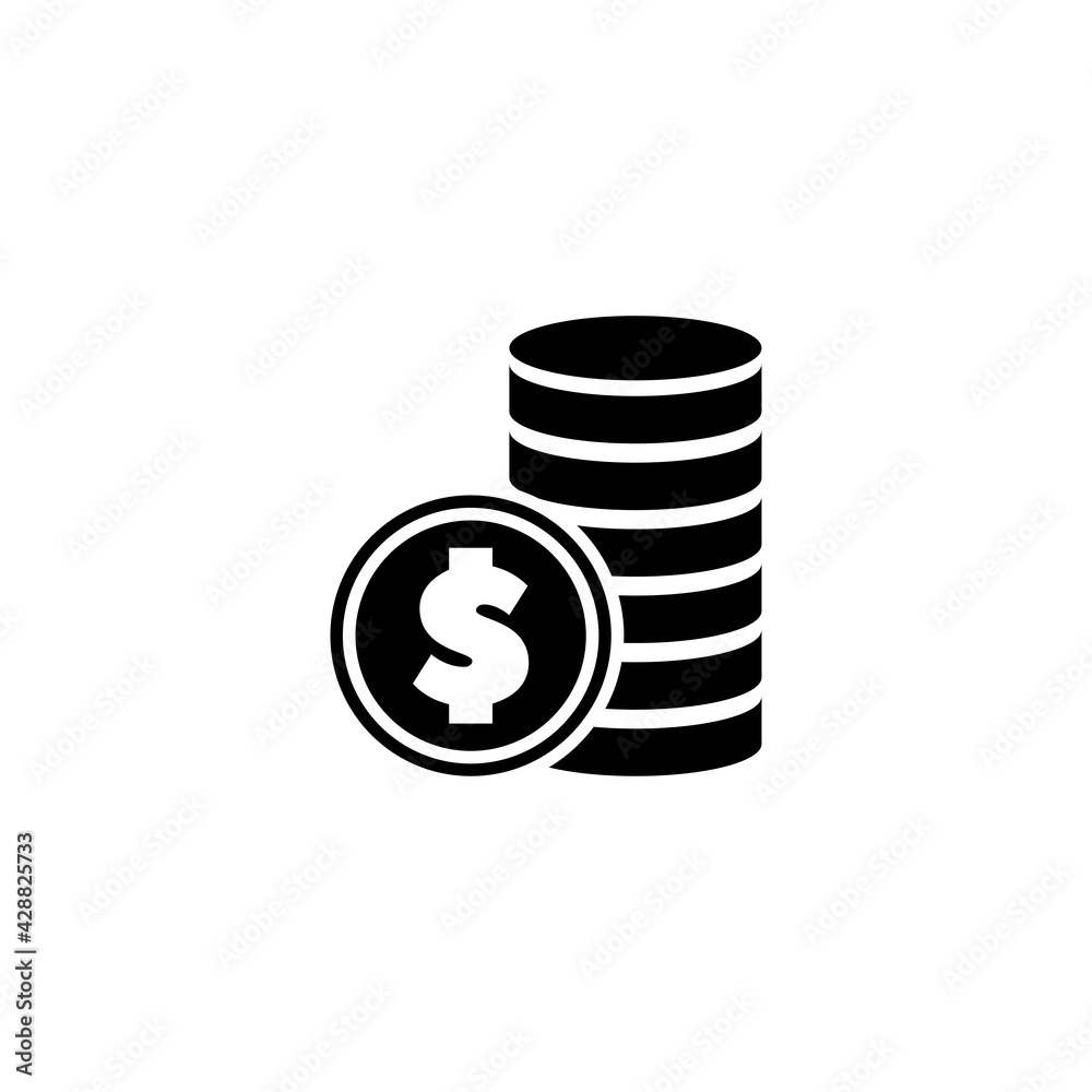 Dollars Coins Stack, Wealth, Money. Flat Vector Icon illustration. Simple black symbol on white background. Dollars Coins Stack, Wealth, Money sign design template for web and mobile UI element. Dollars Coins Stack, Wealth, Money. Flat Vector Icon illustration. Simple black symbol on white background. Dollars Coins Stack, Wealth, Money sign design template for web and mobile UI element.